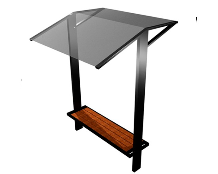 Banca con Techumbre-Premium 11-con techo o tejaban. Dyvalim-Bancos urbanos para parques y jardines madera